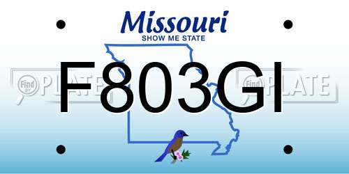 F803GI Missouri License Plate