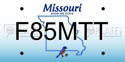 F85MTT Missouri License Plate