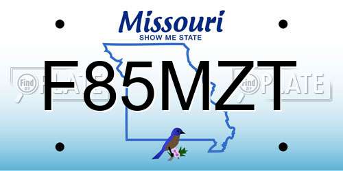 F85MZT Missouri License Plate
