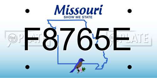 F8765E Missouri License Plate