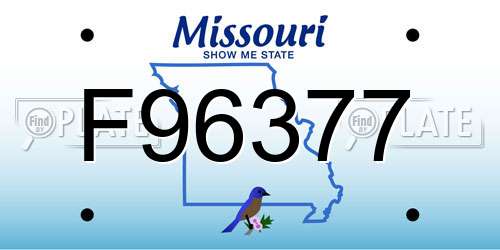 F96377 Missouri License Plate