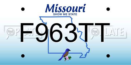 F963TT Missouri License Plate