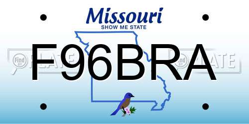 F96BRA Missouri License Plate
