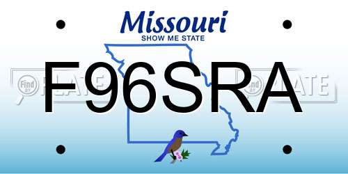 F96SRA Missouri License Plate