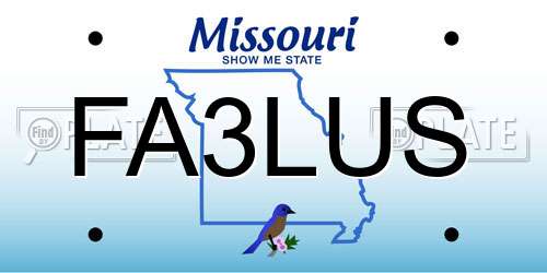 FA3LUS Missouri License Plate