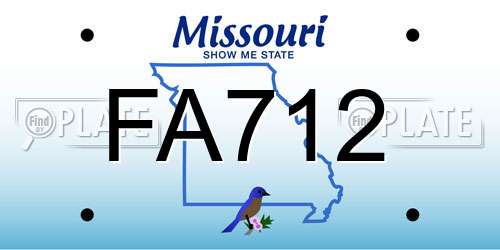 FA712 Missouri License Plate