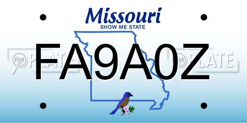 FA9A0Z Missouri License Plate