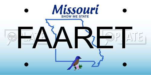 FAARET Missouri License Plate