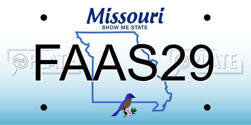 FAAS29 Missouri License Plate