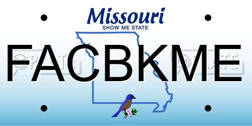 FACBKME Missouri License Plate