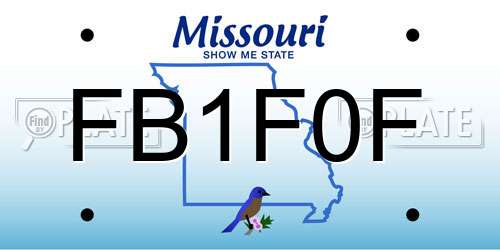 FB1F0F Missouri License Plate
