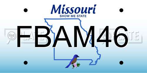 FBAM46 Missouri License Plate