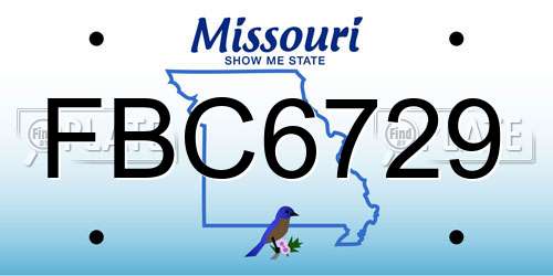 FBC6729 Missouri License Plate