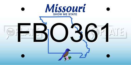 FBO361 Missouri License Plate