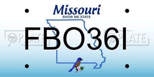 FBO36I Missouri License Plate