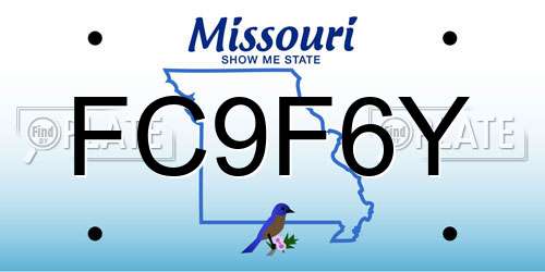 FC9F6Y Missouri License Plate