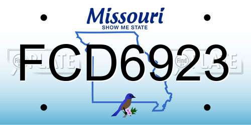 FCD6923 Missouri License Plate