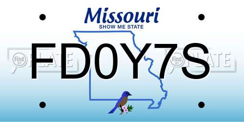 FD0Y7S Missouri License Plate