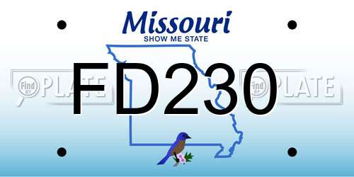 FD230 Missouri License Plate