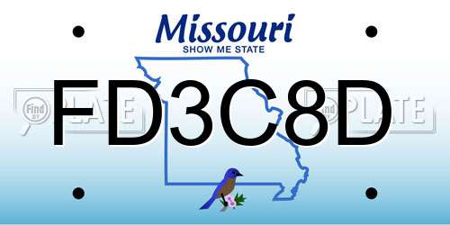 FD3C8D Missouri License Plate