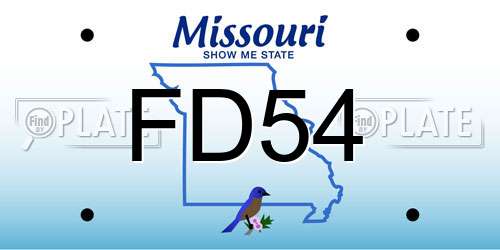 FD54 Missouri License Plate