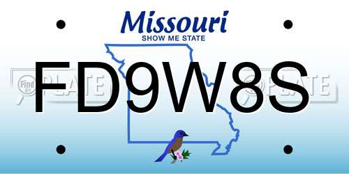 FD9W8S Missouri License Plate