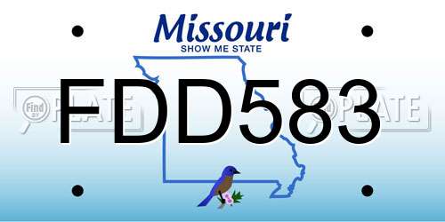 FDD583 Missouri License Plate