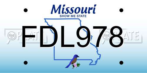 FDL978 Missouri License Plate