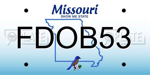 FDOB53 Missouri License Plate
