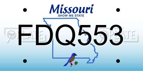 FDQ553 Missouri License Plate