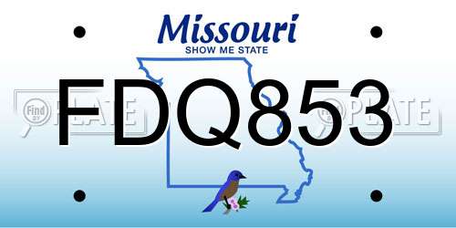 FDQ853 Missouri License Plate