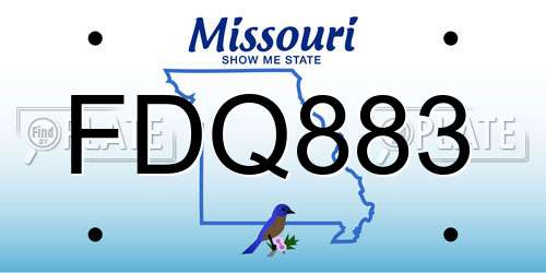 FDQ883 Missouri License Plate