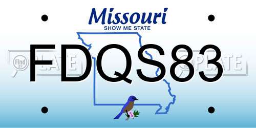 FDQS83 Missouri License Plate