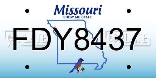 FDY8437 Missouri License Plate
