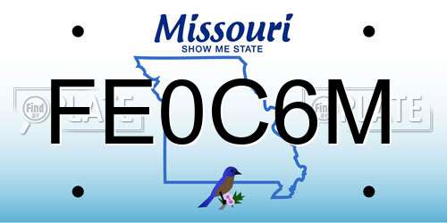 FE0C6M Missouri License Plate