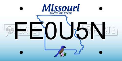 FE0U5N Missouri License Plate