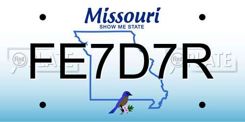 FE7D7R Missouri License Plate