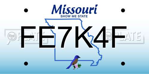 FE7K4F Missouri License Plate