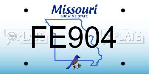 FE904 Missouri License Plate