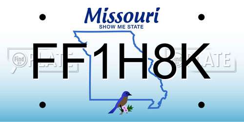 FF1H8K Missouri License Plate