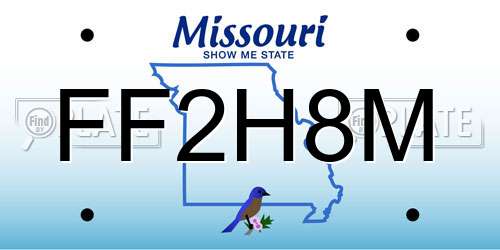 FF2H8M Missouri License Plate