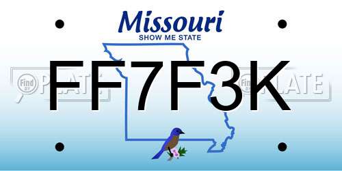 FF7F3K Missouri License Plate