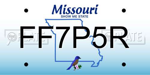 FF7P5R Missouri License Plate