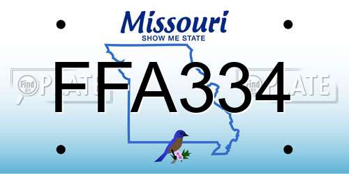 FFA334 Missouri License Plate