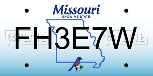 FH3E7W Missouri License Plate