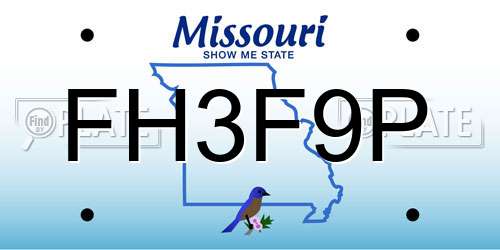 FH3F9P Missouri License Plate