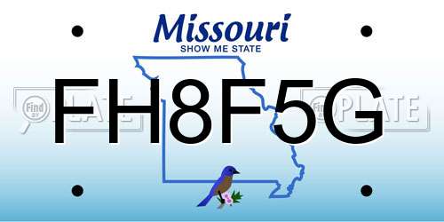 FH8F5G Missouri License Plate