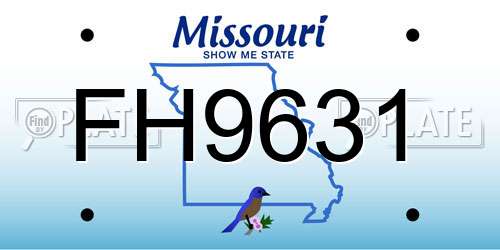 FH9631 Missouri License Plate