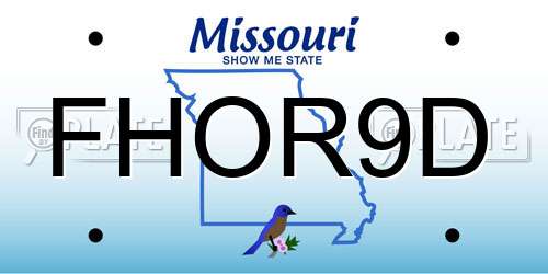 FHOR9D Missouri License Plate