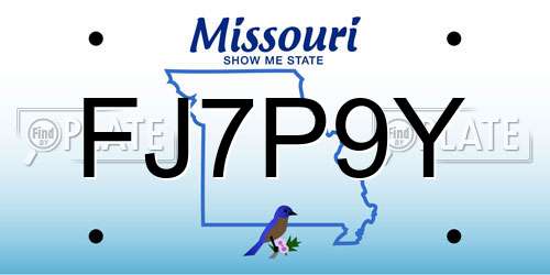 FJ7P9Y Missouri License Plate